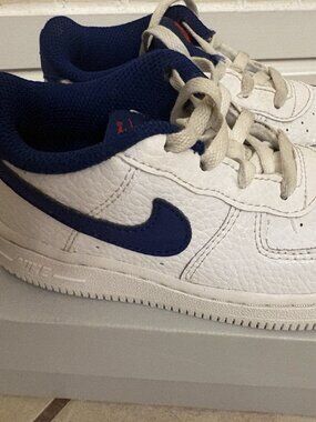 Nike Force 1 TD Toddler 8C White Deep Royal Blue Red Sneakers w/ Box